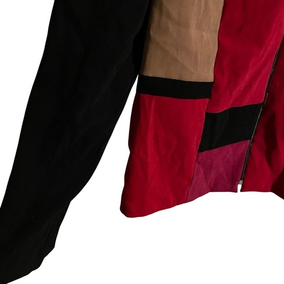 JM Collection Geometric Color Block Zip Front Jacket Size 16 - Picture 4 of 7
